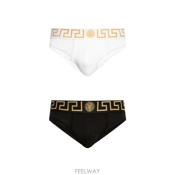 베르사체 그레카 보더 브리프 세트 블랙