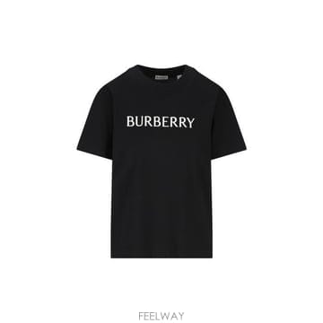 26 FW 버버리 로고 프린트 라운드넥라인 코튼 티셔츠 블랙 8118977
