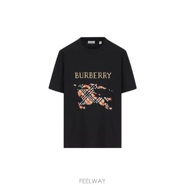 26 FW 버버리 로고 엠브로이디드 체크 티셔츠 블랙 8110957
