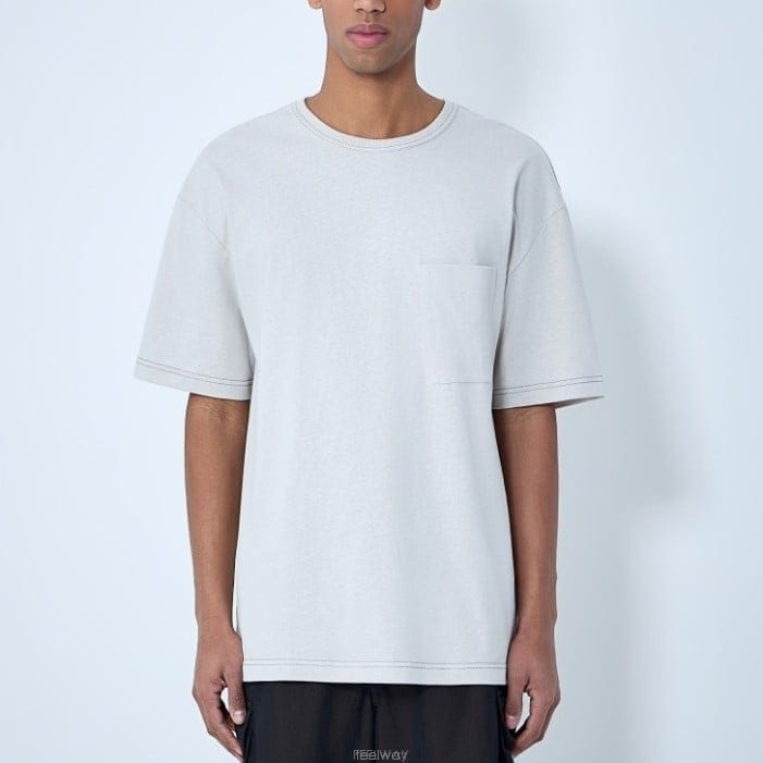 26 FW Boxy 싱글 포켓 패치 크루넥 숏슬리브 티셔츠 화이트 TS0010 LJ1010 WH007