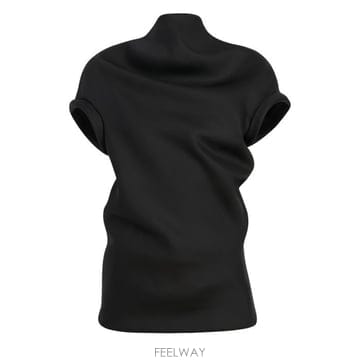 26 FW 케이트 Tandie 탠디 하이넥 버진 울 숏 슬리브 탑 블랙