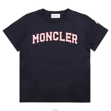 몽클레어 키즈 레터링 반팔 티셔츠 블루