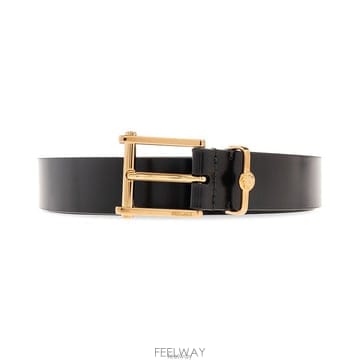 26 FW 베르사체 로고 인그레이빙 버클 벨트 블랙 10138621A08779