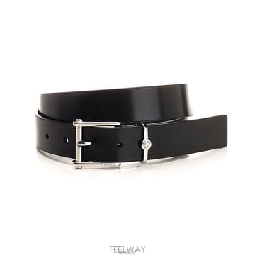 26 FW 베르사체 로고 인그레이빙 버클 레더 벨트 블랙 10138621A08779