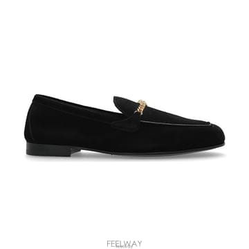 26 FW 베르사체 로고 플라크 체인 디테일 로퍼 블랙 10198791A14489