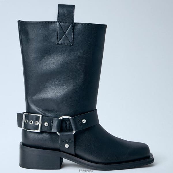 26 FW 가니 Mid Shaft Biker 미드 샤프트 바이커 버클 블랙 B1010102 099