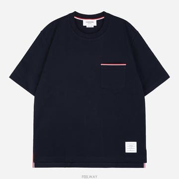 톰브라운 6S MJS183A 07323 415 삼선 포켓 티셔츠 네이비