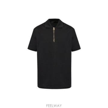 26 FW 베르사체 1 4 지퍼 숏슬리브 폴로 셔츠 블랙 10188481A13492