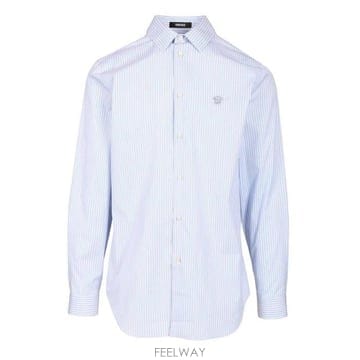 26 FW 베르사체 스트라이프 팝린 슬림 코튼 셔츠 10188741A16476