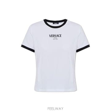 26 FW 베르사체 비스코스 스트레치 크루넥 티셔츠 화이트 2W020 10226561A16685