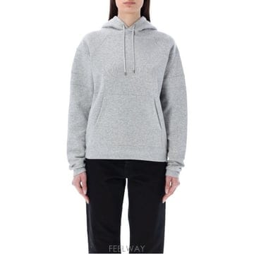 26 FW 생로랑 로고 엠브로이더드 드로스트링 후드티 그레이 728319Y37GY