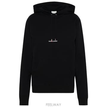 26 FW 생로랑 로고 프린트 드로스트링 후드티 블랙 677256YB2EZ