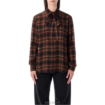 26 FW 생로랑 카상드르 라발리에르 타탄 울 셔츠 838891Y26ZA
