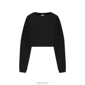 26 FW 생로랑 크루넥 크롭 스웨트셔츠 블랙 770879Y36SW