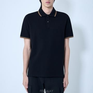 26 FW 몽클레어 콘트라스트 리브 트리밍 코튼 폴로 셔츠 블랙 L1091 8A00005 89A16 99