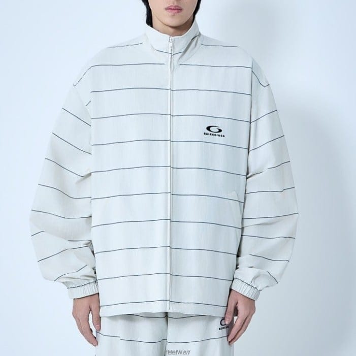 26 FW 발렌시아가 로고 모티프 하이넥 집업 트랙수트 자켓 화이트 857700 TTO58 9081