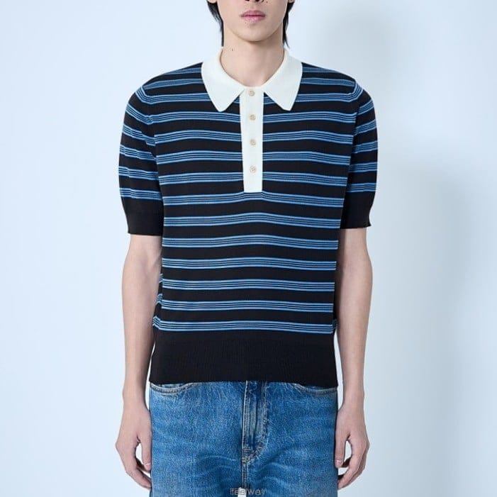 26 FW 웨일즈 보너 스트라이프 메리노 울 니트 폴로 US26KNS4879 WO04 581