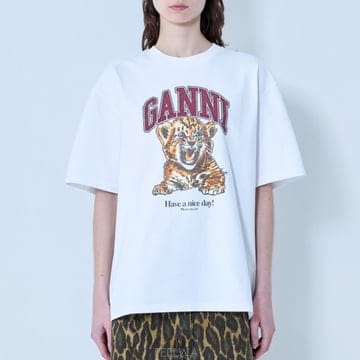 26 FW 가니 Heavy Beaded 베이비 타이거 프린트 티셔츠 화이트 A1050060 151