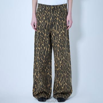 26 FW 가니 Baggy 애니멀 프린팅 와이드 코튼 데님 진 브라운 A1100033 894