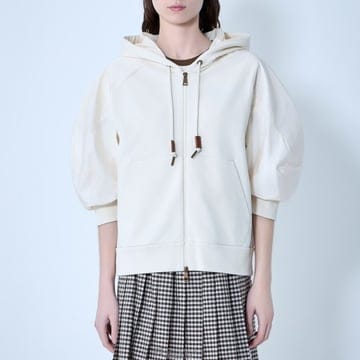26 FW 몽클레어 벌룬 숏슬리브 코튼 후드 집업 스웨트셔츠 화이트 L1093 8G00023 89B2