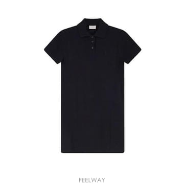 26 FW 생로랑 로고 엠브로이더드 쇼트슬리브 드레스 블랙 862599Y37ZE