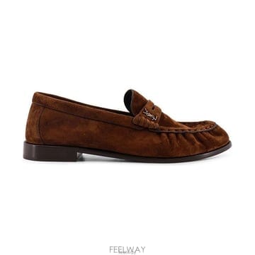 26 FW 생로랑 Le Loafer 로고 플라크 로퍼 브라운 83947127DTT