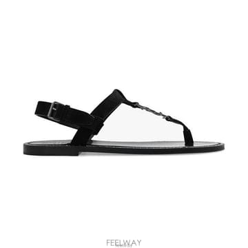 26 FW 생로랑 카산드라 로고 플라크 샌들 블랙 7322291NZAA