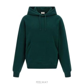 26 FW 생로랑 로고 엠브로이디드 드로스트링 후드티 그린 818538Y36SW