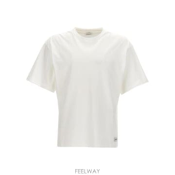 26 FW 생로랑 로고 패치 크루넥 티셔츠 화이트 798933Y37RY