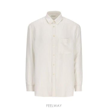 26 FW 생로랑 스트라이프 롱슬리브 실크 셔츠 712700Y1I53