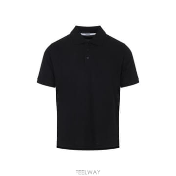 26 FW 생로랑 버튼 디테일 쇼트슬리브 폴로 셔츠 블랙 844845Y37HC