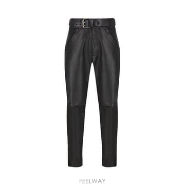 26 FW 생로랑 벨티드 미드라이즈 팬츠 블랙 845571YCTR2