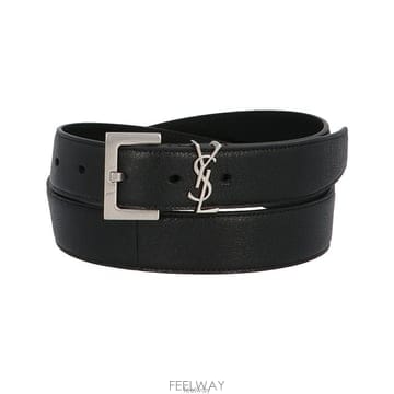 26 FW 생로랑 카상드르 로고 플라크 버클 벨트 블랙 634440BRM0E