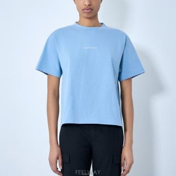 26 FW 발렌시아가 프론트 로고 디테일 미디엄핏 티셔츠 블루 850990 TTVJ1 4773