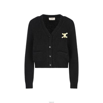 셀린느 26SS 트리오페 크로셰 브이넥 가디건 블랙 RY0KM0899 38NO