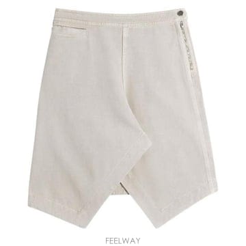 르메르 FW 리빌 애시메트릭 니 렝스 모던 프론트 슬릿 비지블 스티치드 코튼 스커트 그레