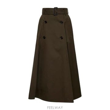 26 FW 버버리 가바딘 트렌치 미디 스커트 브라운 8117977