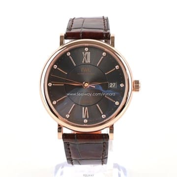 [중고명품다올] IWC 포르토피노 로즈골드 금통 다이아 가죽 스트랩 시계 37mm IW458106