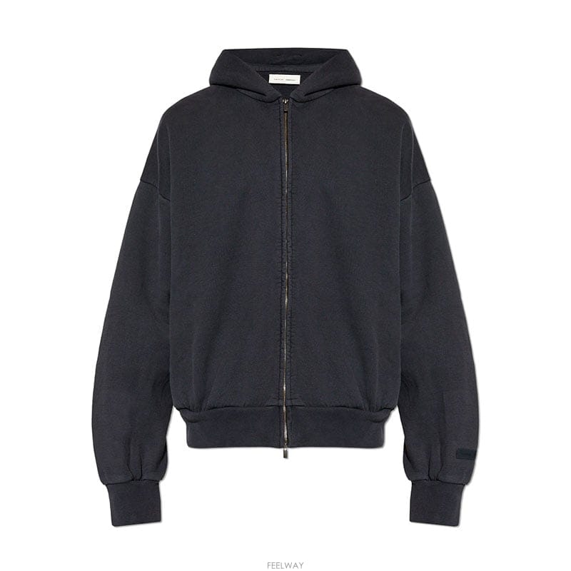 26SS 피어오브갓에센셜 로고 빈티지블랙 남성 후드 집업 192HO254782F VINTAGE BLACK