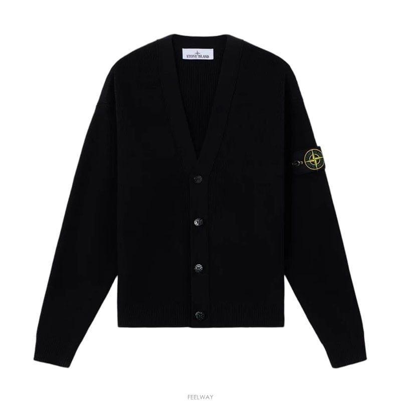 26SS 스톤아일랜드 오가닉 코튼 블랙 남성 가디건 L1S15 5100009 S00D8 V0029