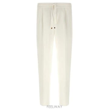 26 FW 브루넬로 쿠치넬리 드로스트링 테이퍼드 레그 팬츠 화이트 MH255E1710