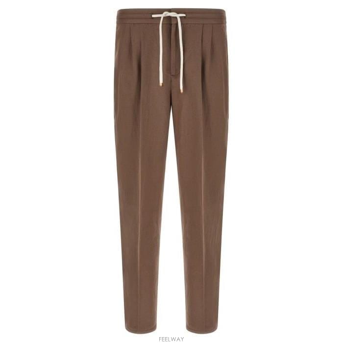 26 FW 브루넬로 쿠치넬리 드로우스트링 테이퍼드 레그 팬츠 브라운 MH255E1710