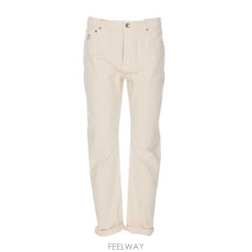26 FW 브루넬로 쿠치넬리 로고 패치 스트레이트 레그 진 베이지 M277PX1290