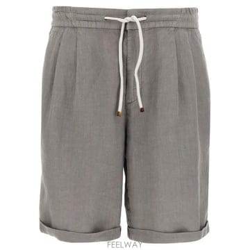 26 FW 브루넬로 쿠치넬리 엘라스틱 니하이 쇼츠 그레이 M243DU0020