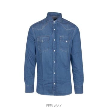 26 FW 브루넬로 쿠치넬리 버튼 롱슬리브 코튼 셔츠 블루 MR6834008