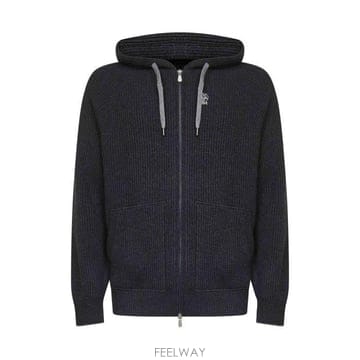 26 FW 브루넬로 쿠치넬리 로고 엠브로이더드 지퍼 가디건 그레이 M22704806G