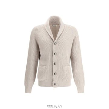 26 FW 브루넬로 쿠치넬리 버튼 스트레이트 헴 가디건 베이지 MNI708606