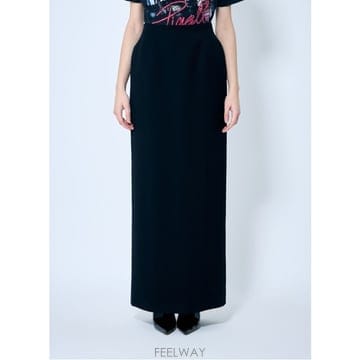 발렌시아가 울 맥시 스커트 블랙
