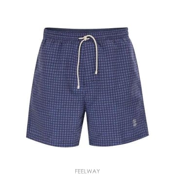 26 FW 브루넬로 쿠치넬리 프린트 드로스트링 스윔 쇼츠 블루 MR847043