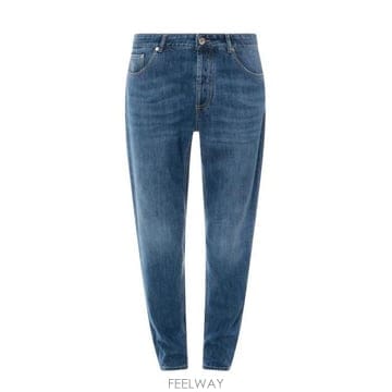 26 FW 브루넬로 쿠치넬리 미드라이즈드 테이퍼드 레그 진 블루 M0Z37D3210
